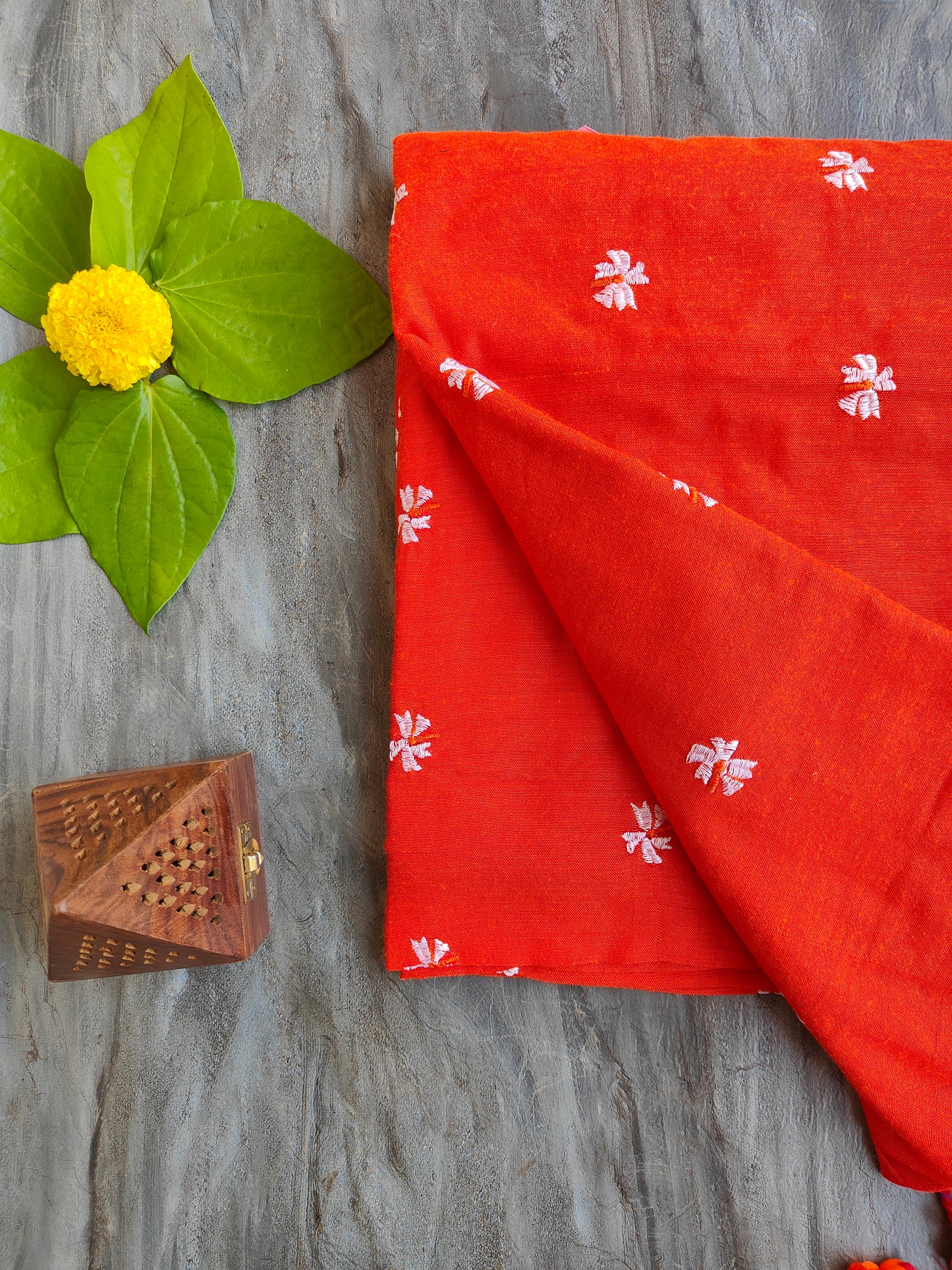 ORANGE JASMINE KHADI COTTON SAREE