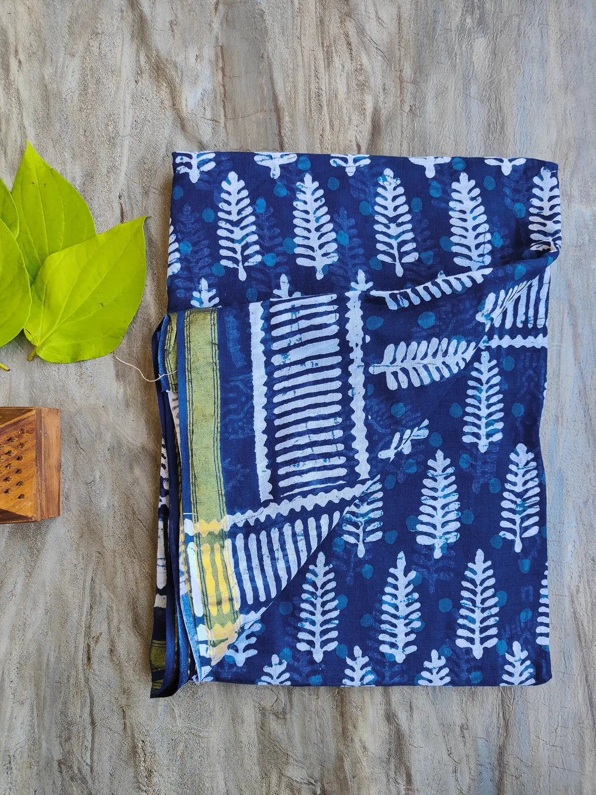 INDIGO AJRAKH CHANDERI COTTON SAREE