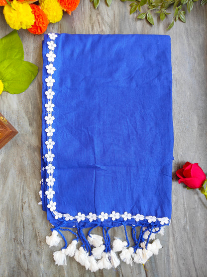 BLUE LACE KHADI COTTON SAREE