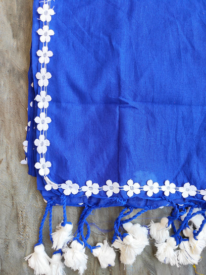 BLUE LACE KHADI COTTON SAREE
