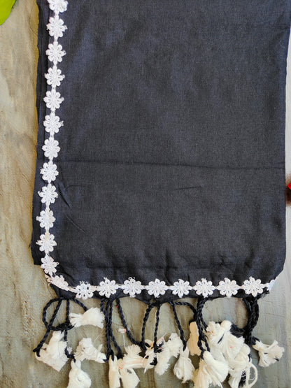 BLACK LACE KHADI COTTON SAREE