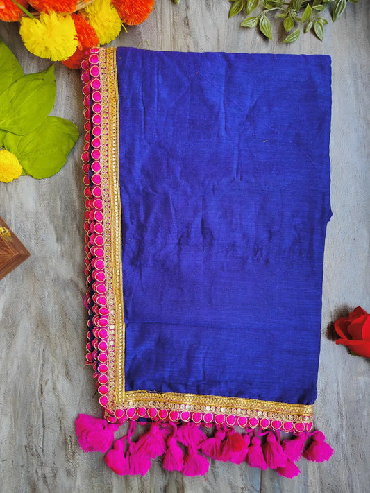BLUE LACE MUL COTTON SAREE