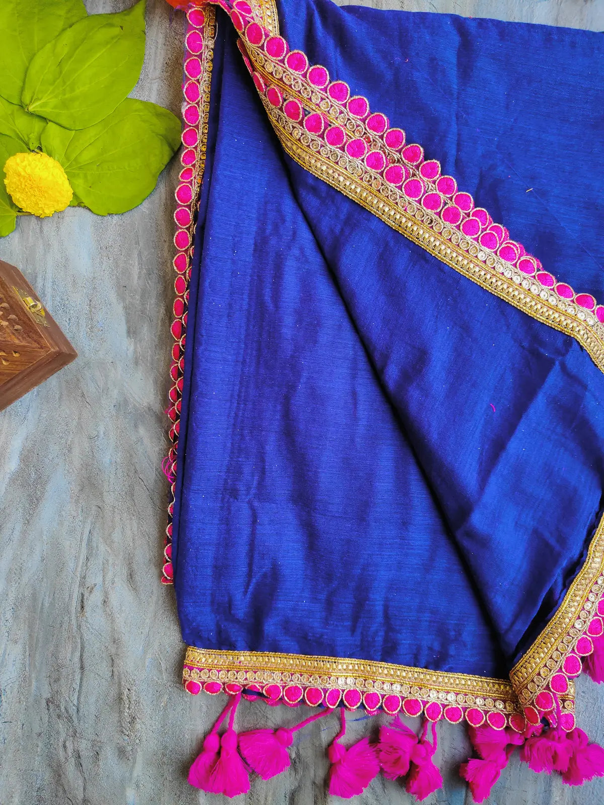BLUE LACE MUL COTTON SAREE