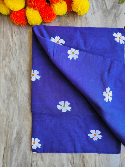 BLUE JASMINE HAND PAINTED KHADI COTTON SAREE