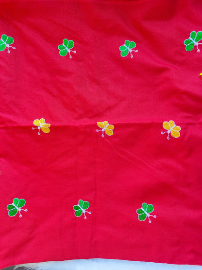 RED BUTTERFLY KHADI COTTON SAREE