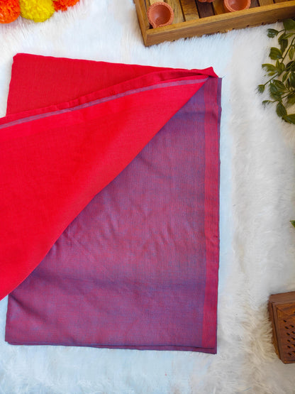 RED AND PURPLE KHADI COTTON SAREE