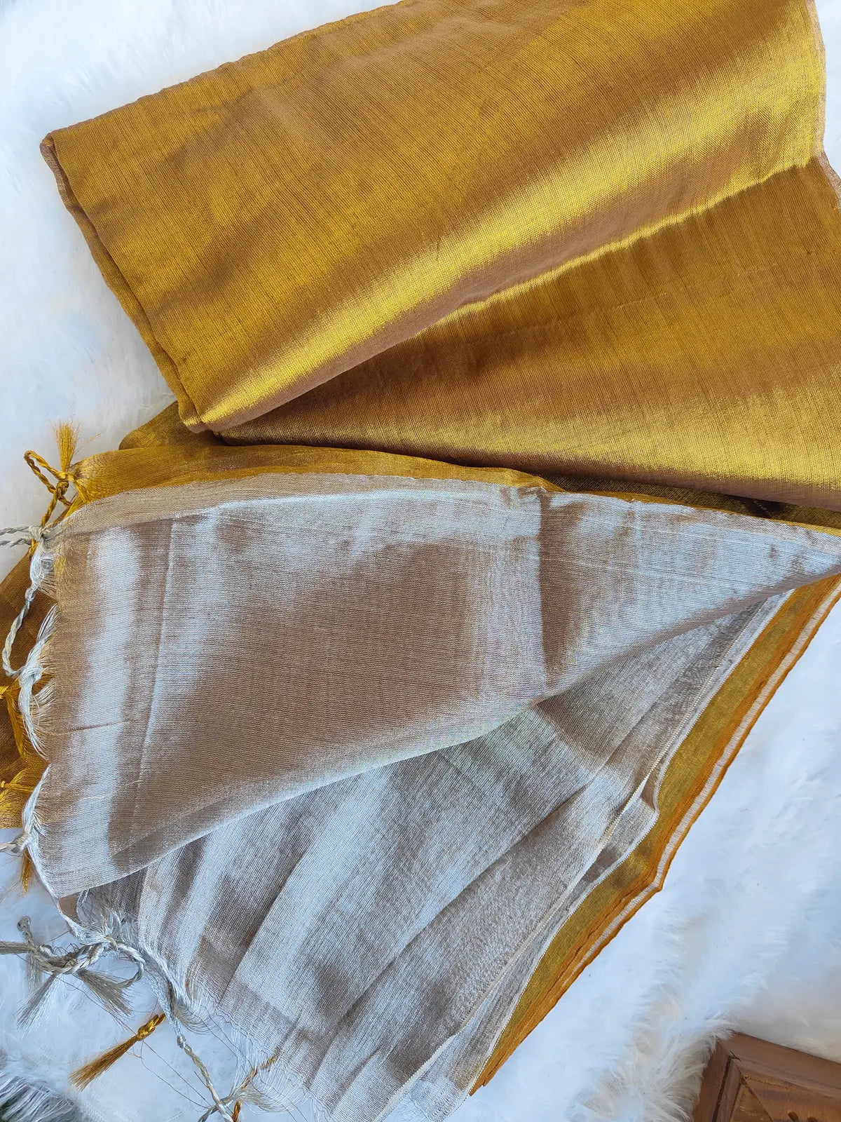 GOLD AND SILVER COTTON TISSUE SAREE