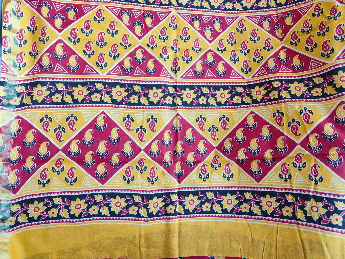 RED MANGO AJRAKH CHANDERI COTTON SAREE