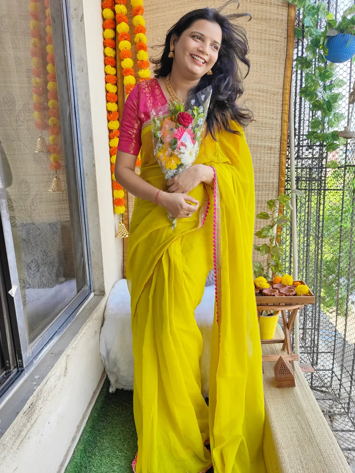 PARROT GREEN LACE MUL COTTON SAREE