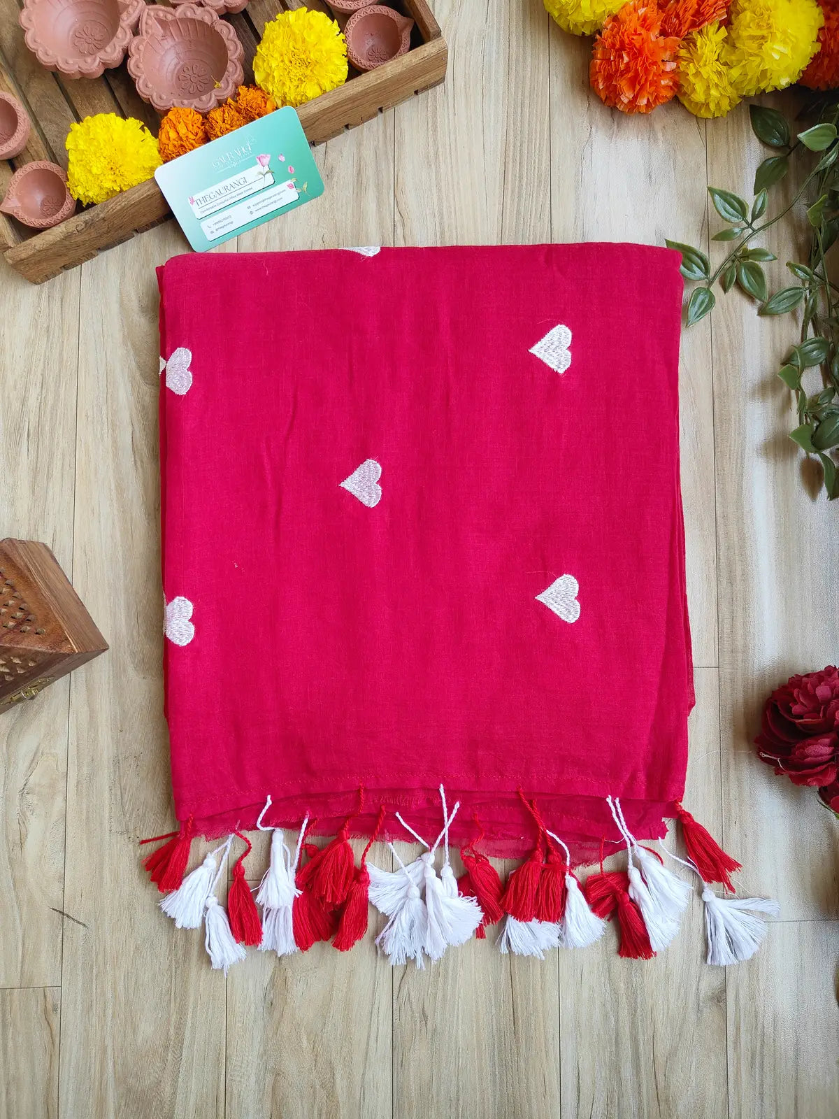 RED HEART MUL COTTON SAREE