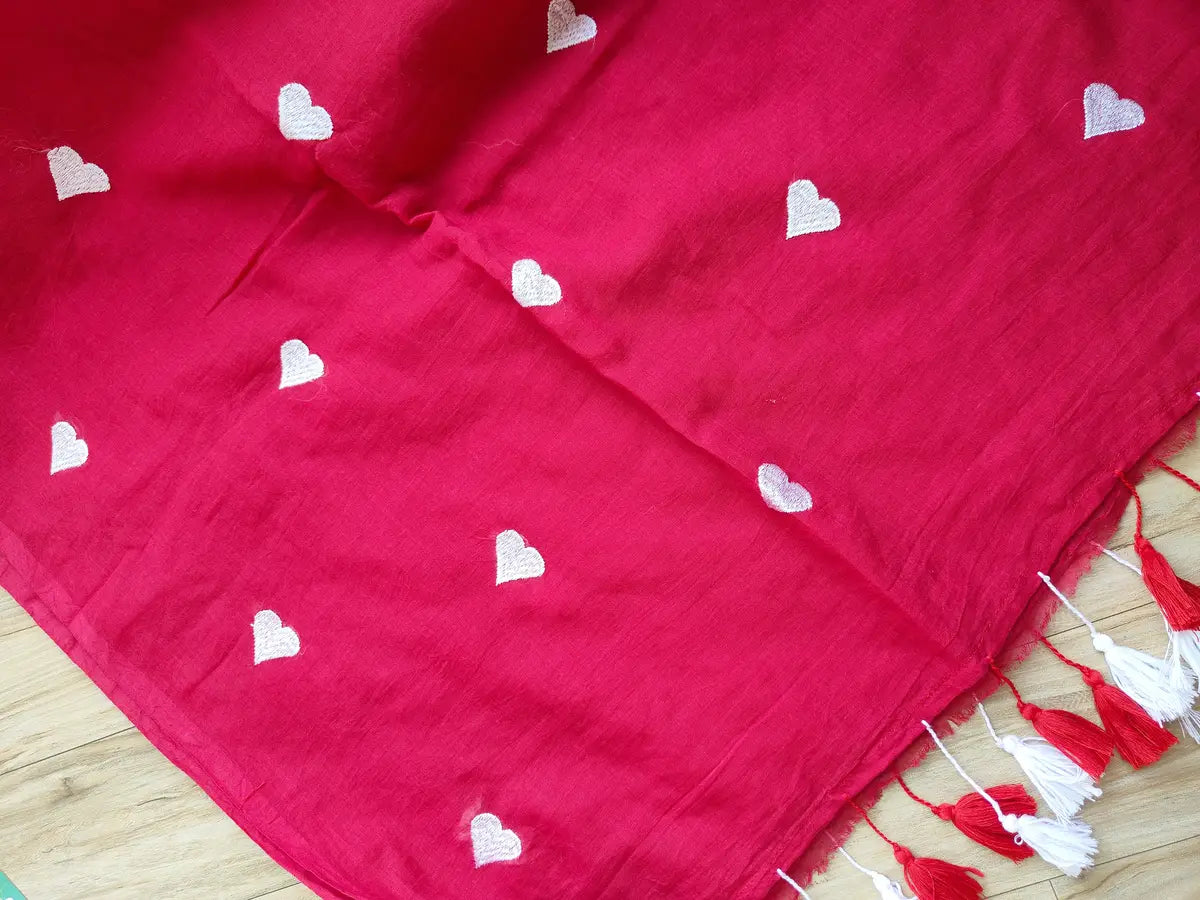 RED HEART MUL COTTON SAREE