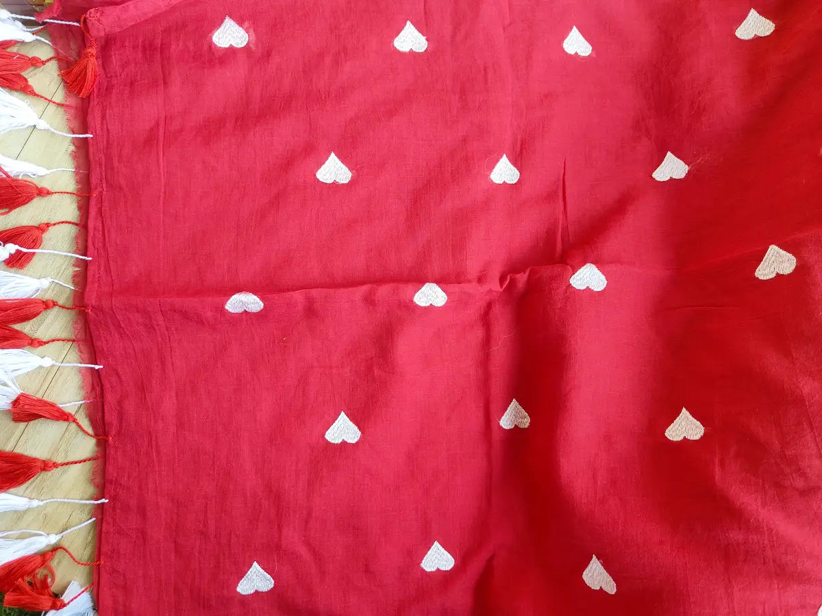 RED HEART MUL COTTON SAREE