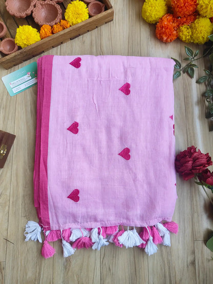 PINK HEART MUL COTTON SAREE