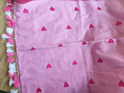 PINK HEART MUL COTTON SAREE