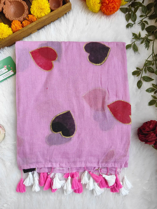 PINK HEART MUL COTTON SAREE