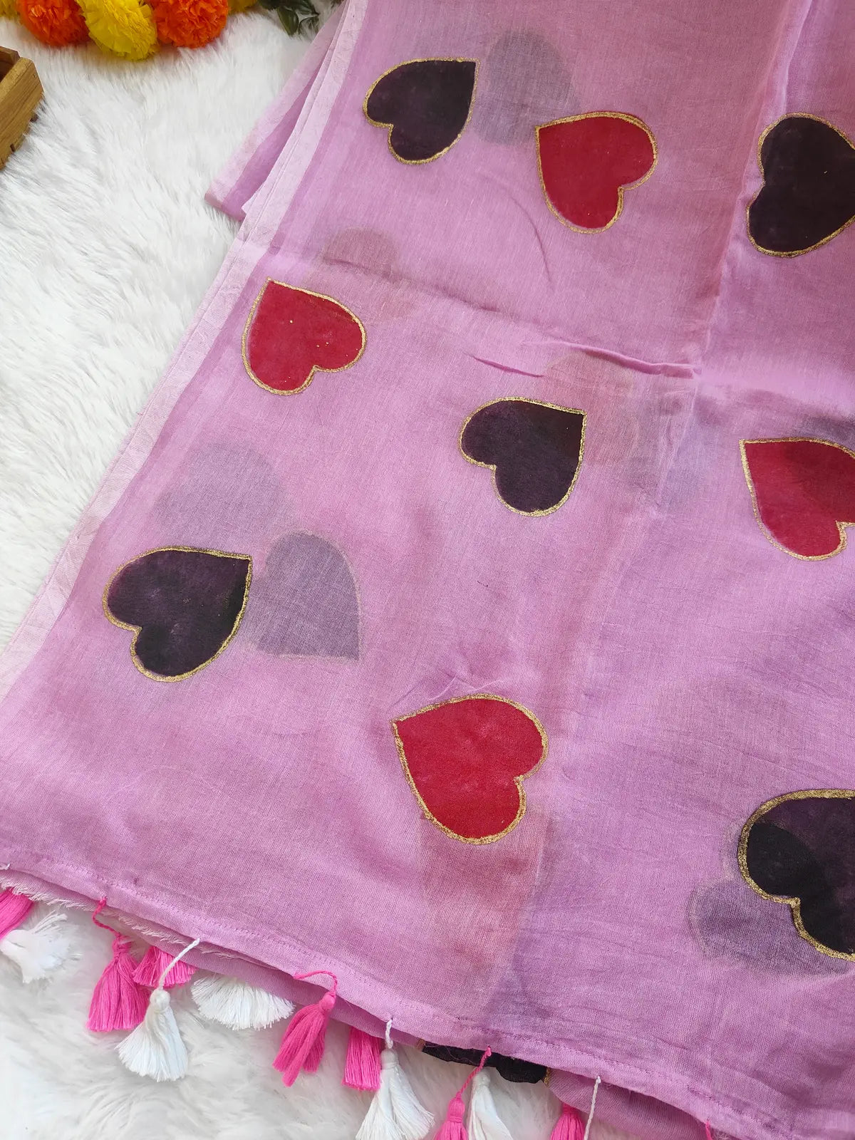 PINK HEART MUL COTTON SAREE