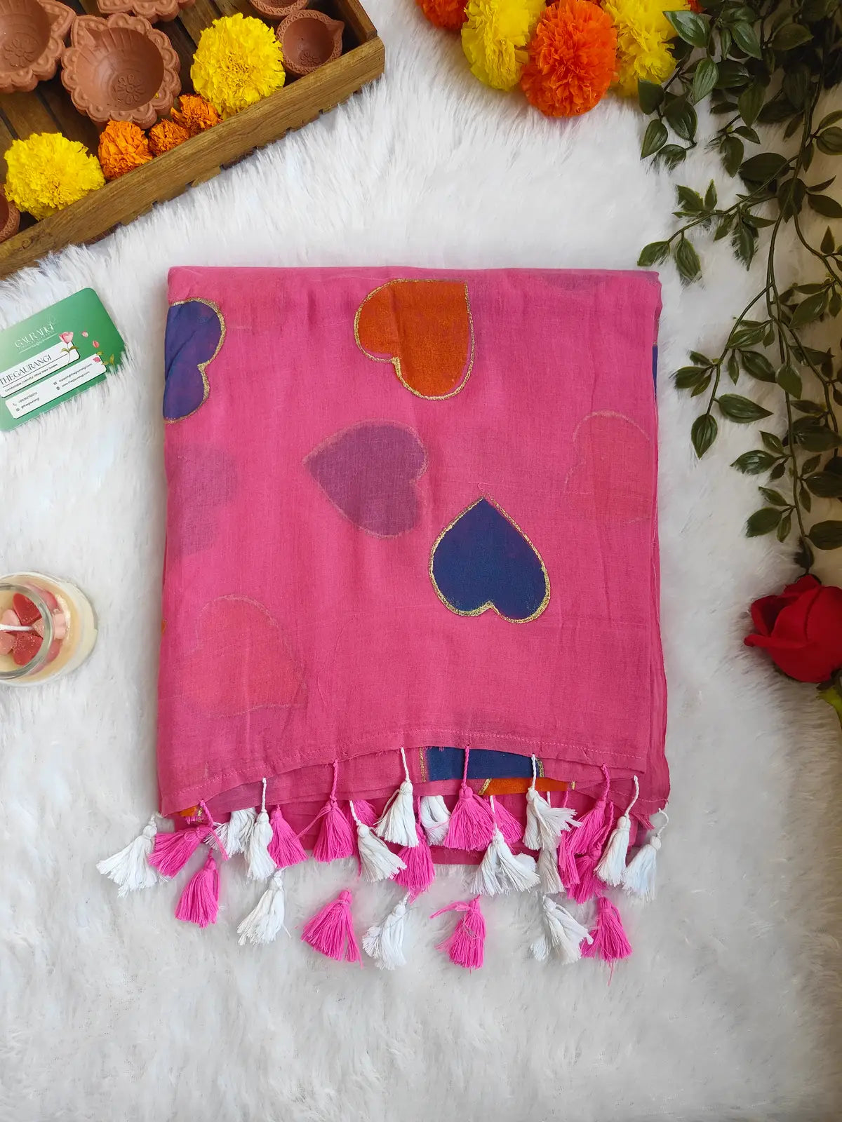 SOFT PINK HEART MUL COTTON SAREE