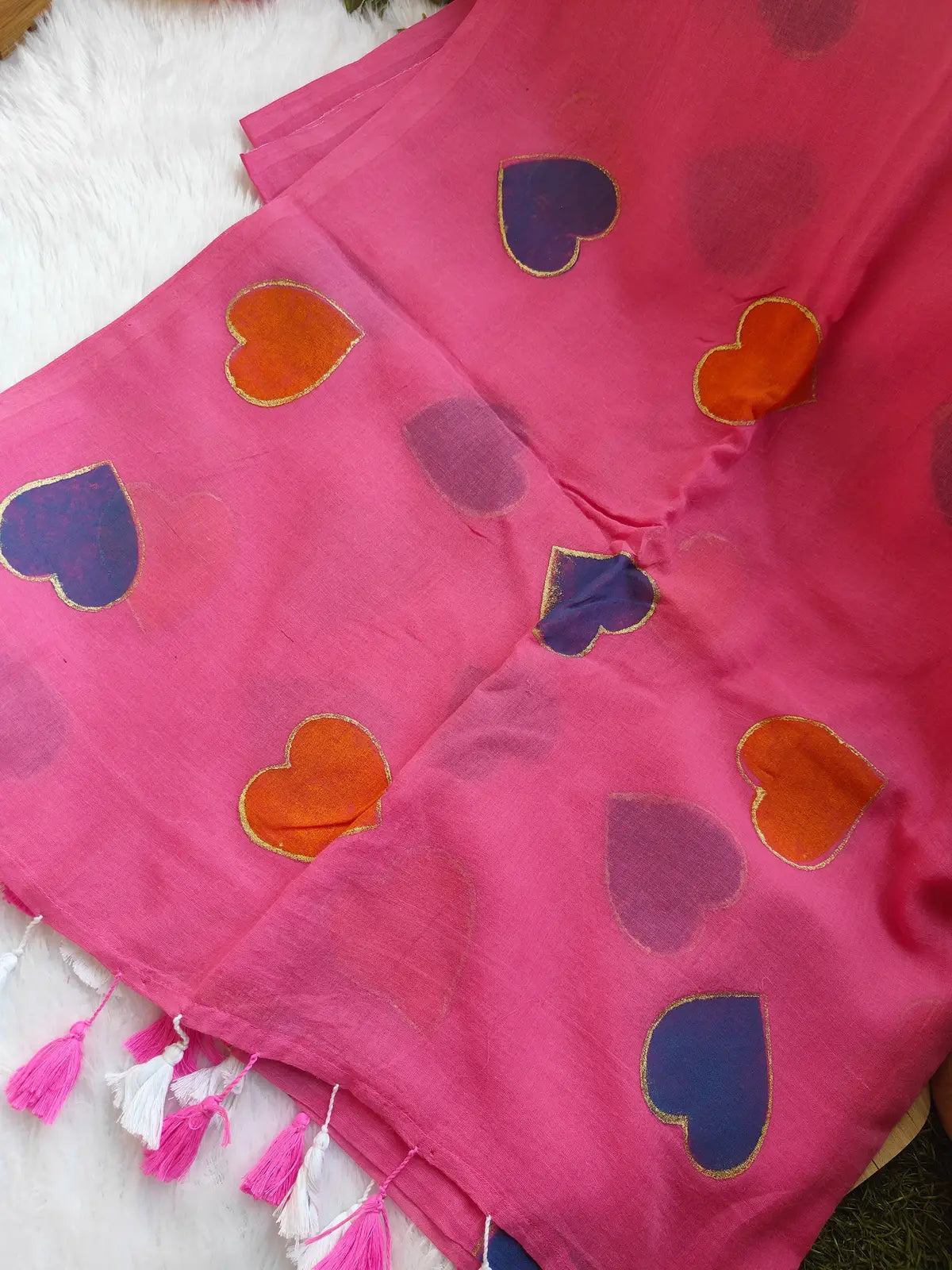 SOFT PINK HEART MUL COTTON SAREE