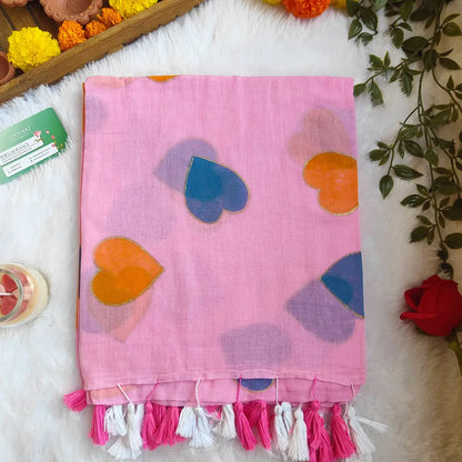 BABY PINK HEART MUL COTTON SAREE