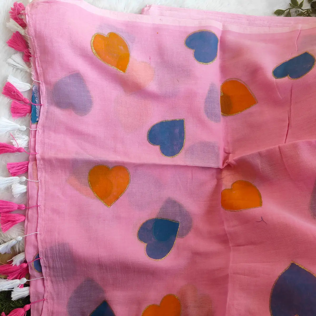 BABY PINK HEART MUL COTTON SAREE