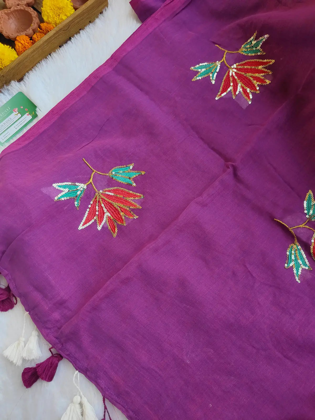 PURPLE LOTUS SITARA MUL COTTON SAREE