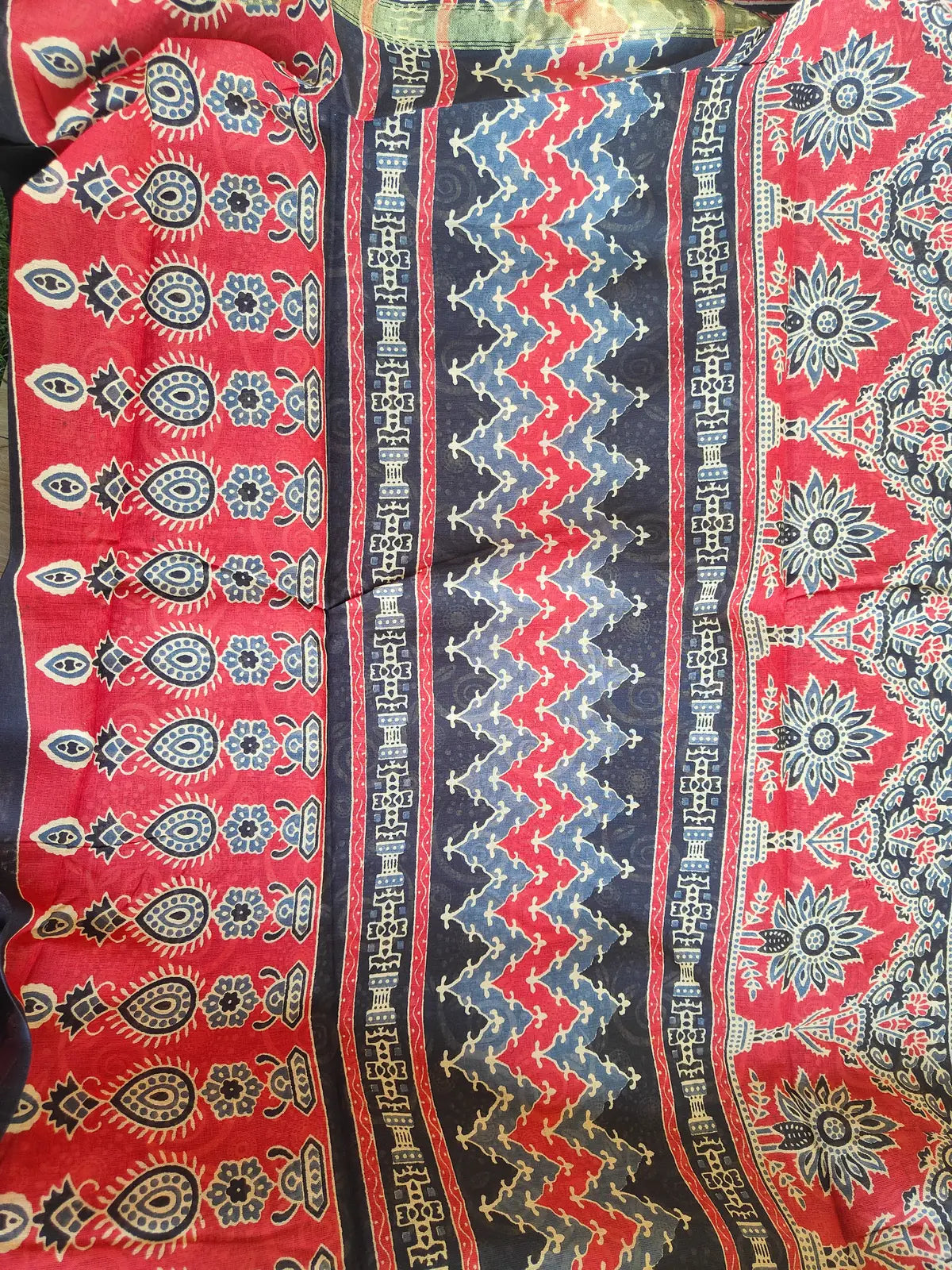 BLACK AJRAKH CHANDERI COTTON SAREE