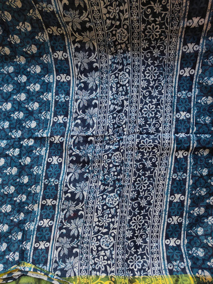 INDIGO AJRAKH CHANDERI COTTON SAREE