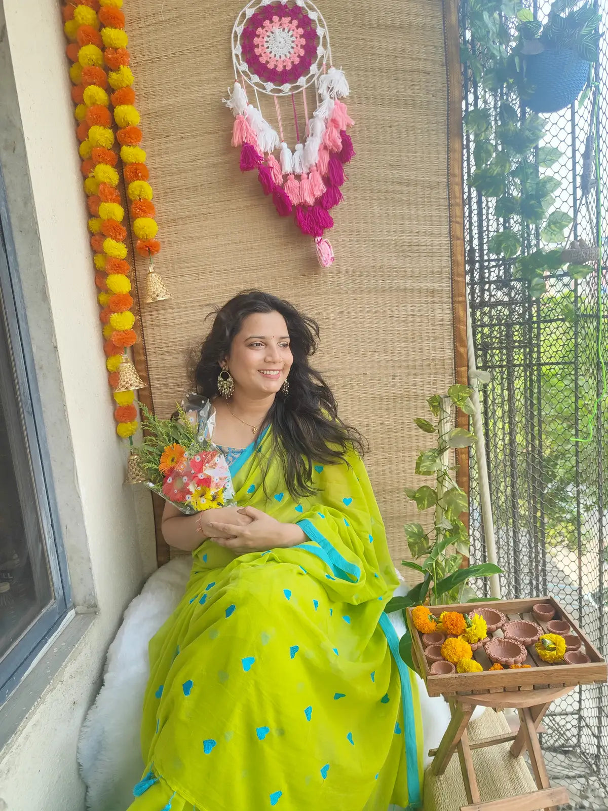 GREEN HEART MUL COTTON SAREE