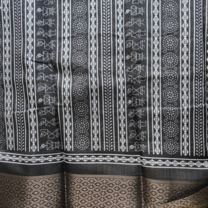 BLACK PRINTED SAREE