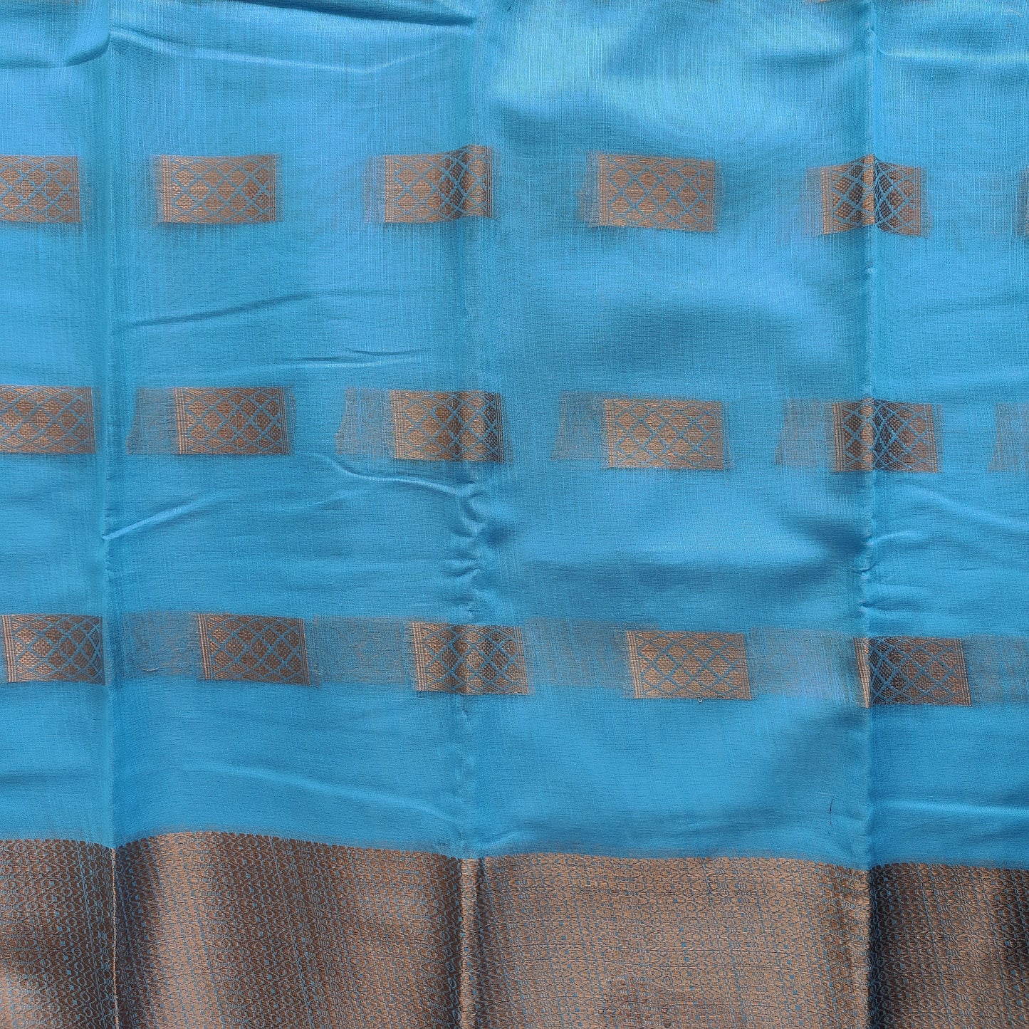 SKY  BLUE COPPERZARI SAREE