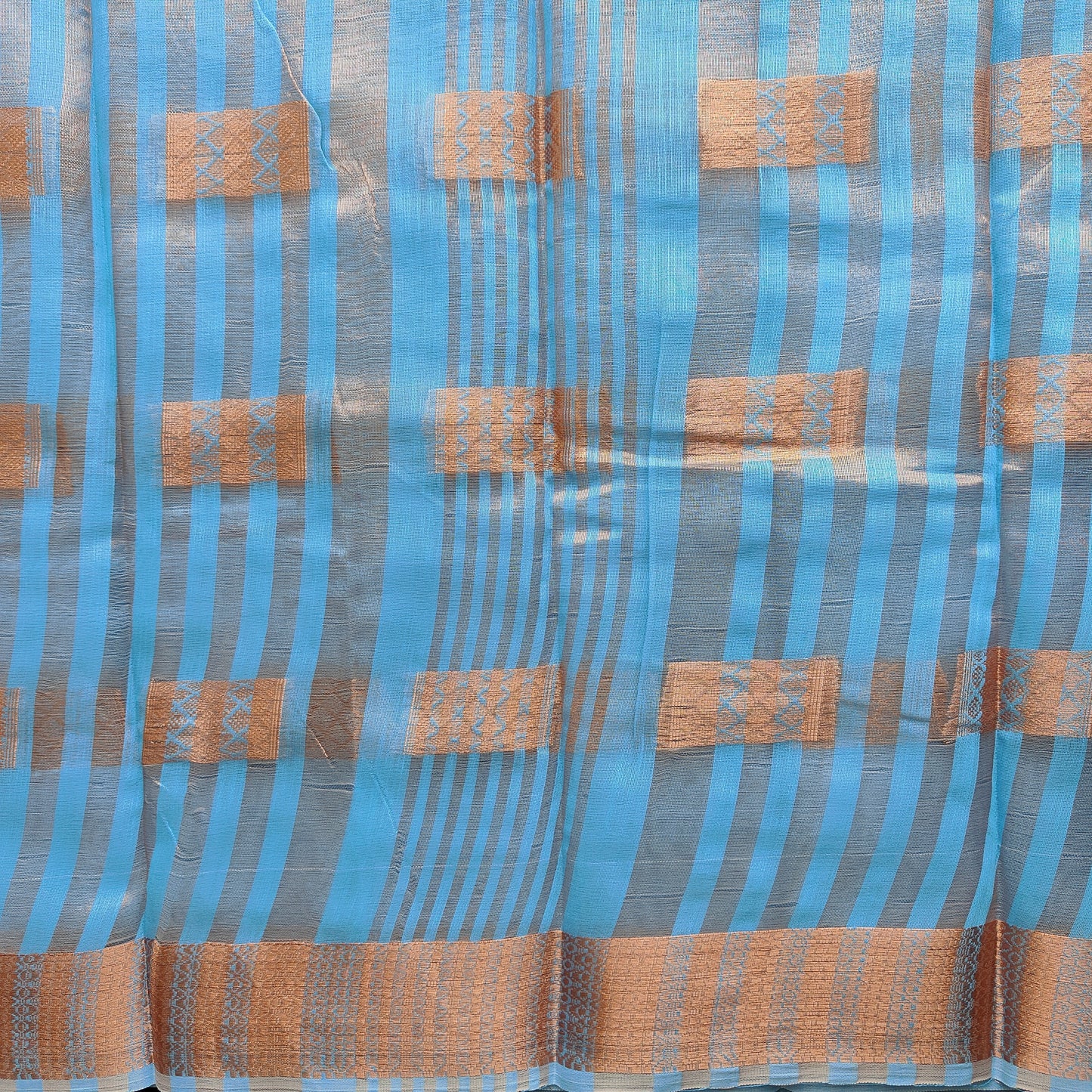 SKY  BLUE COPPERZARI SAREE