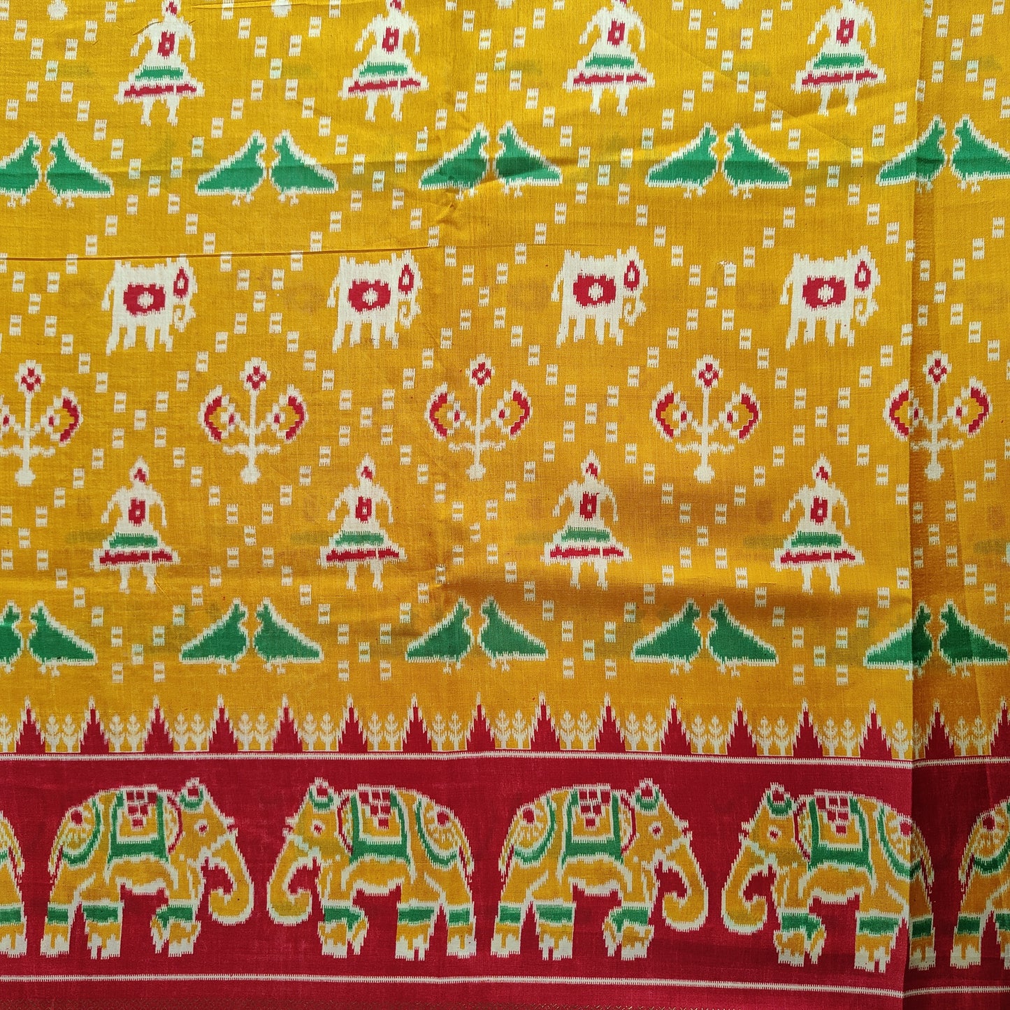 YELLOW RED PRINTED SAREE