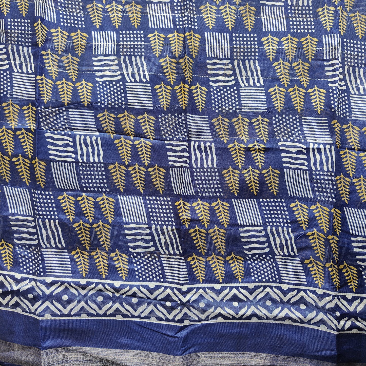 BLUE PRINTED COTTON SAREE