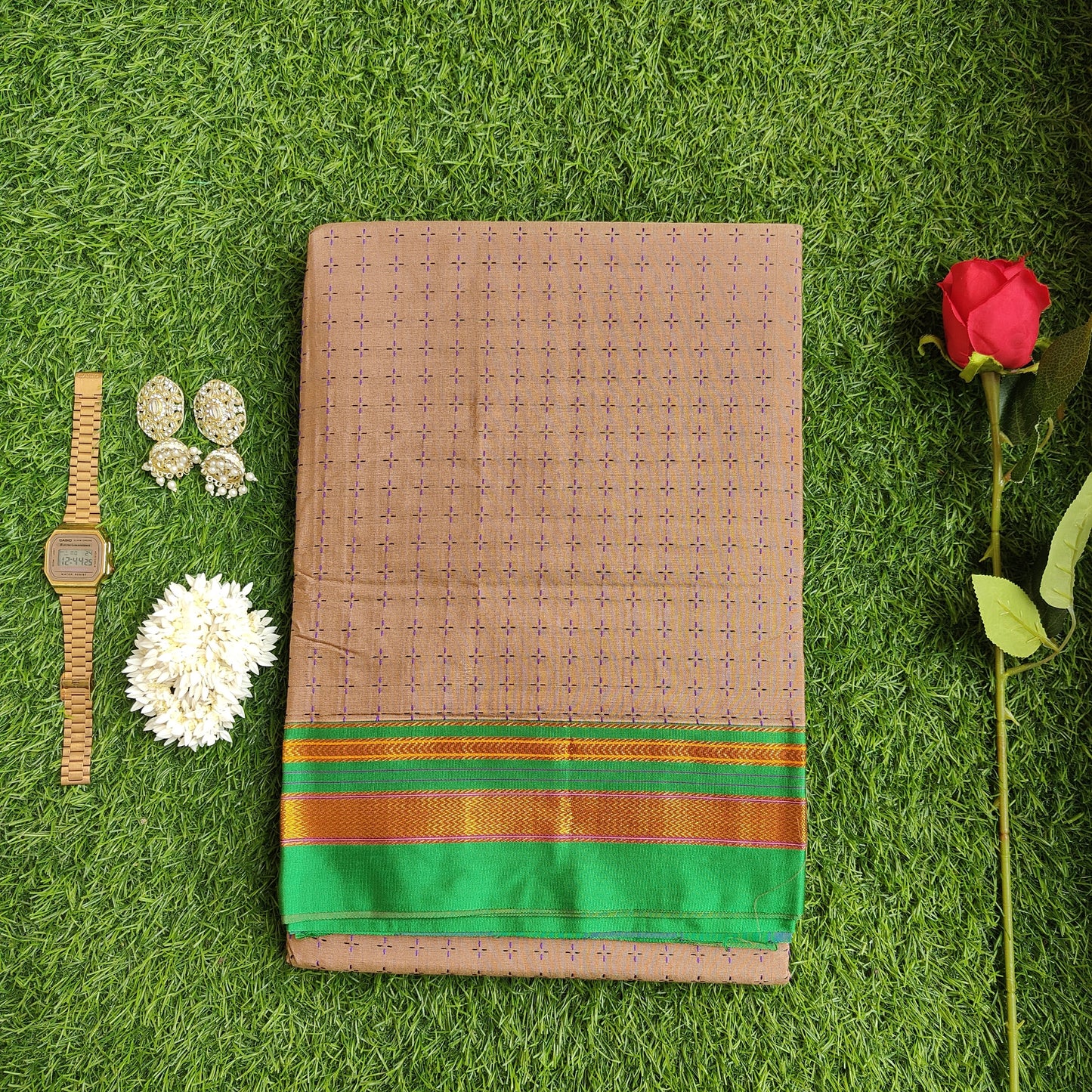 BROWN PURE COTTON SAREE