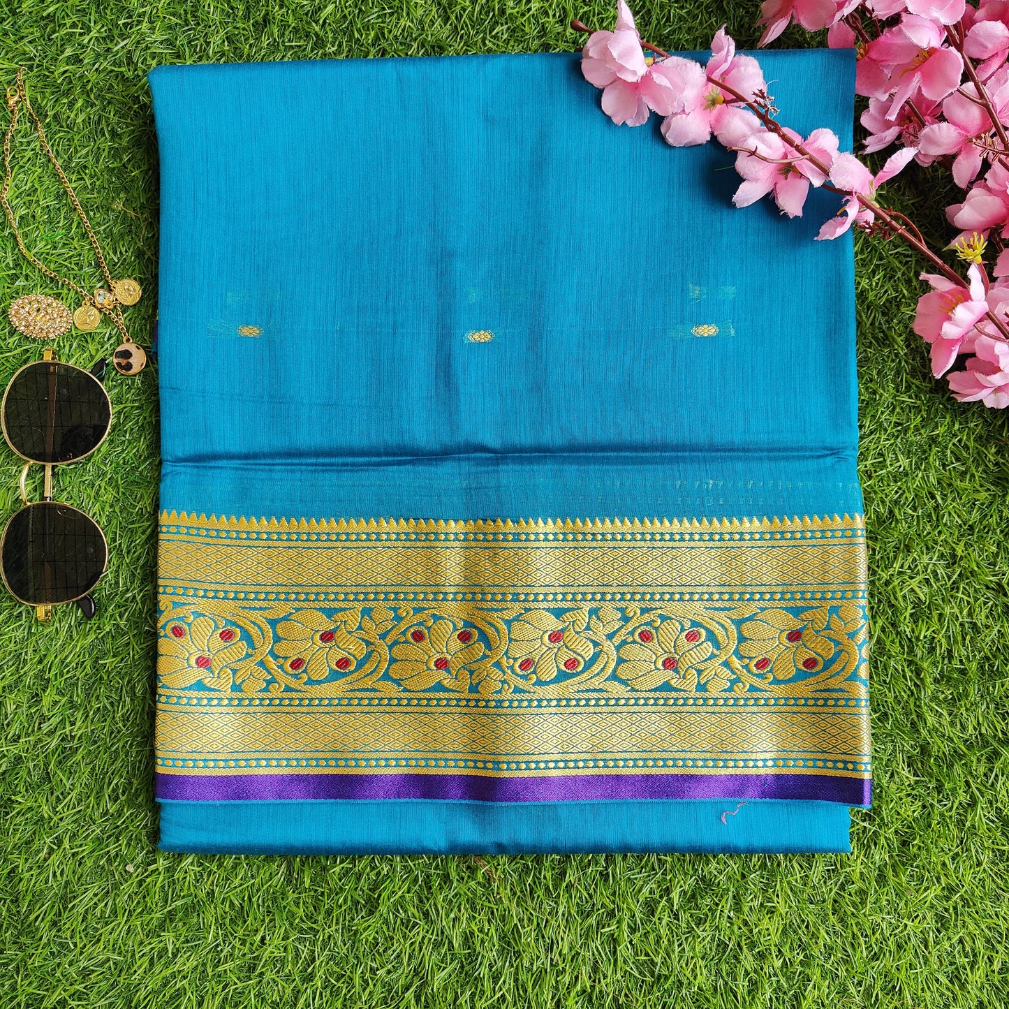 SKY BLUE PURE COTTON SAREE