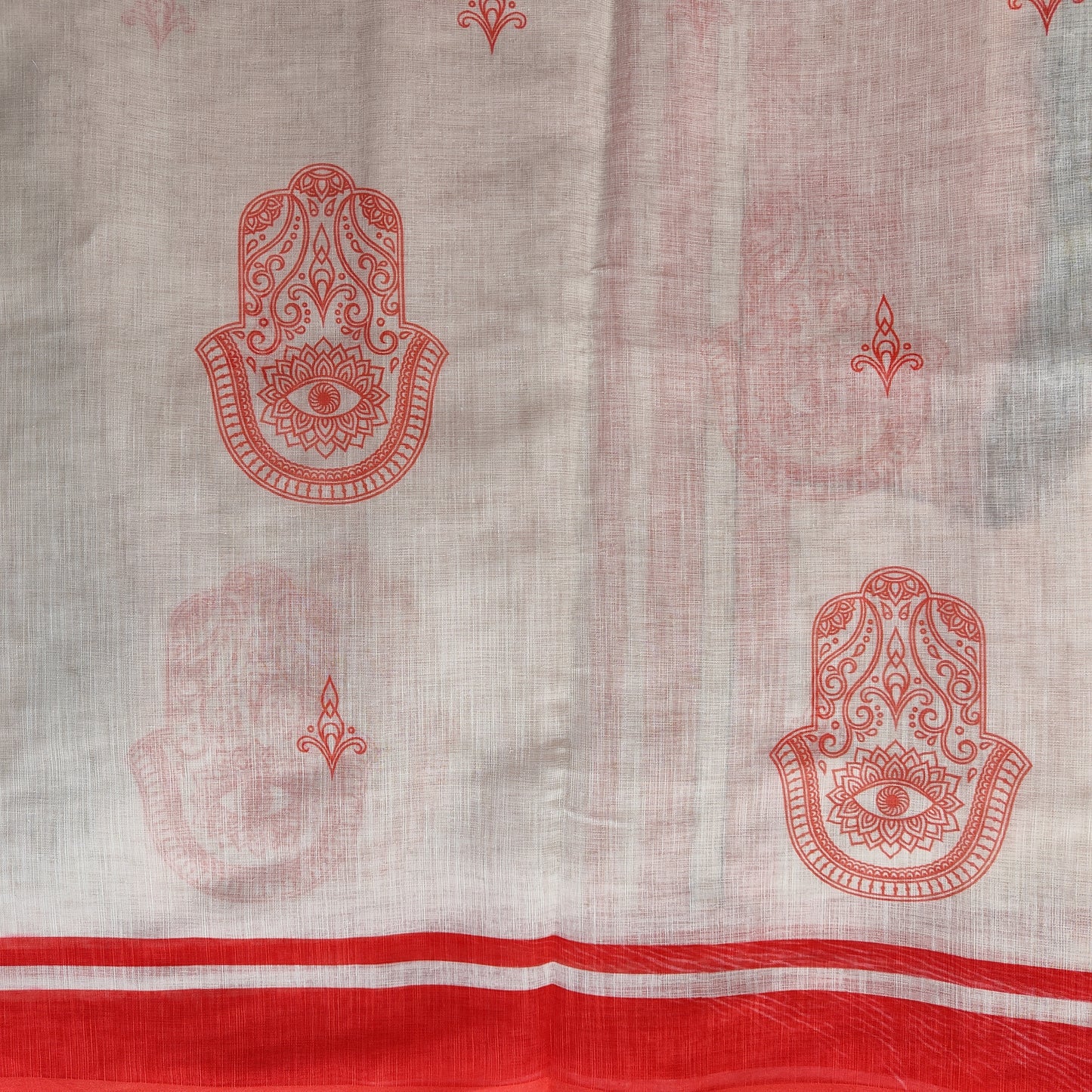 WHITE AND RED PURE COTTON SAREE