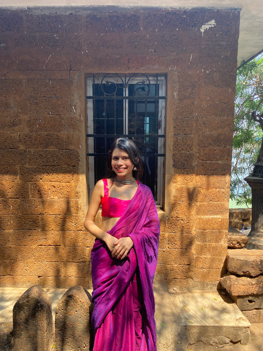 DEEP PURPLE KHADI COTTON SAREE