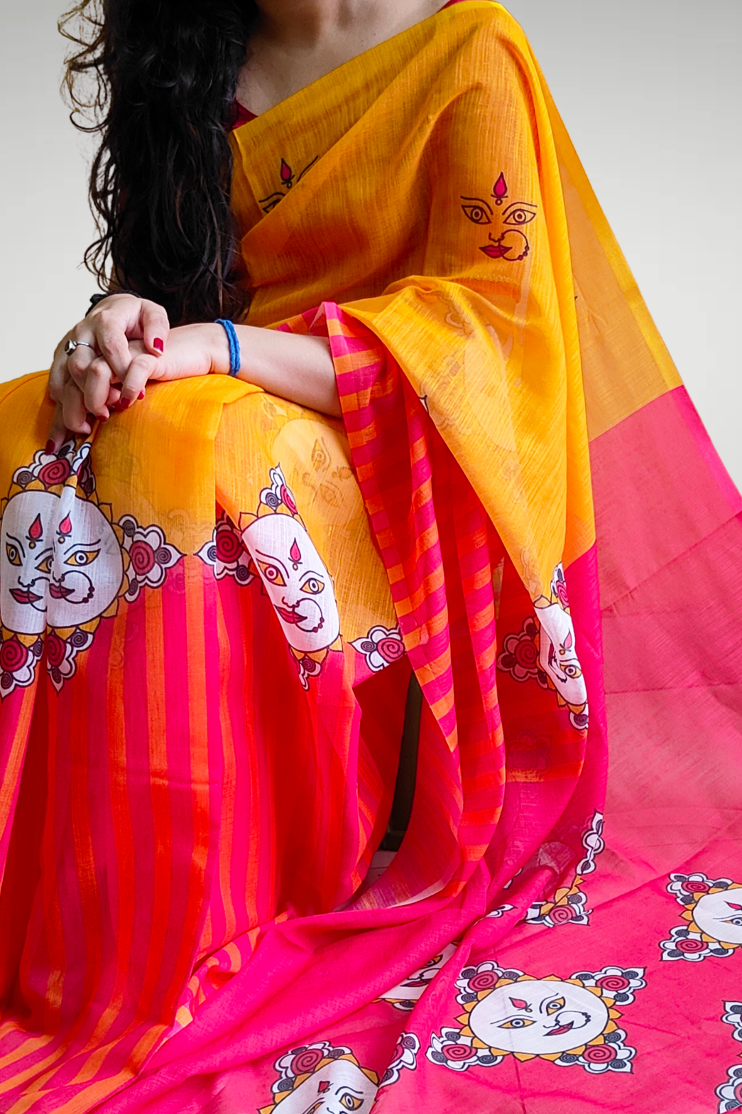 YELLOW RED DEVI SAREE